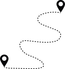 Poster - Route icon between two points with dotted path and location pin. Location pointer continuous one line drawing. GPS navigation line route mark. eps 10