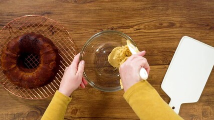 Canvas Print - Baking Gingerbread Bundt Cake with Caramel Frosting Ingredients