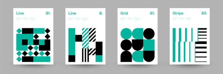 Minimal Geometric Abstract Cover Poster Set. Abstract Shape Background for Magazine Brochure Flyer and Page Layout. Vector Illustration