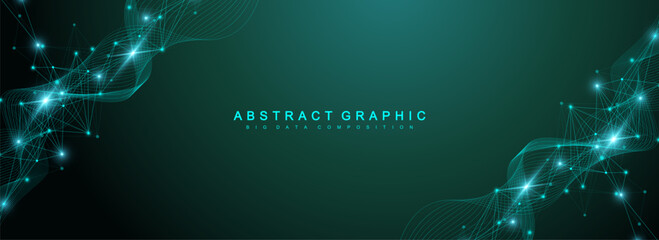Leinwandbilder - Global network connection banner design template. Header social network communication in the global business concept. Big data visualization. Internet technology