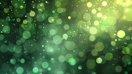 Wall Mural - abstract green bokeh background with particles