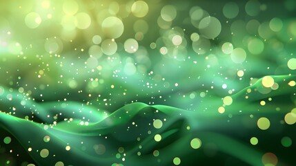 Wall Mural - Abstract Green Bokeh Background with Particles