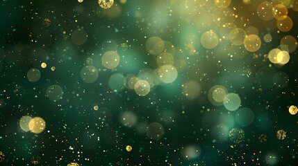 Wall Mural - Sparkling Green and Gold Bokeh Background