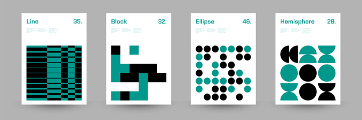 Minimal Geometric Abstract Cover Poster Set. Abstract Shape Background for Magazine Brochure Flyer and Page Layout. Vector Illustration