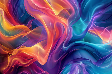 Aufkleber - A dynamic and colorful digital artwork featuring swirling patterns and fluid shapes, ideal for a visually striking computer wallpaper.