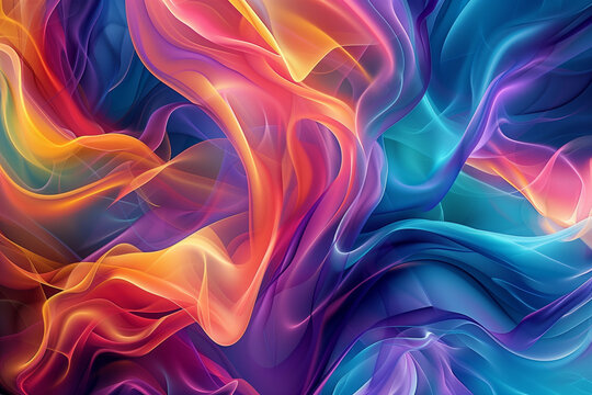 A dynamic and colorful digital artwork featuring swirling patterns and fluid shapes, ideal for a visually striking computer wallpaper.