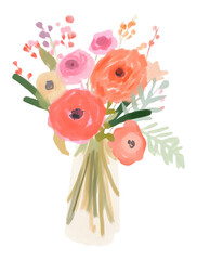 Sticker - PNG Bouquet painting flower plant.