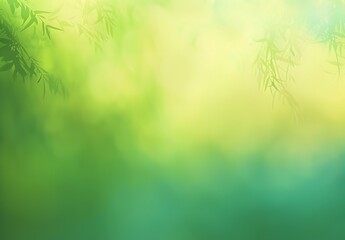 Wall Mural - abstract green gradient background with blurred leaves