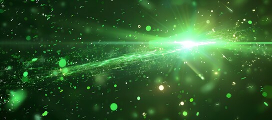 Wall Mural - Green Laser Light with Glowing Particles