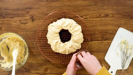 Canvas Print - Baking Gingerbread Bundt Cake with Caramel Frosting Ingredients