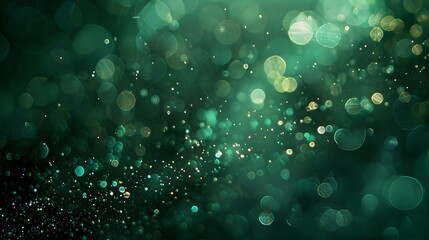 Wall Mural - Abstract Green Bokeh Background with Glittering Dust