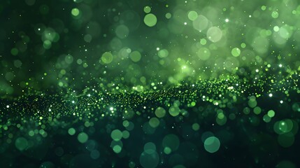 Wall Mural - Abstract Green Bokeh Background with Glittering Dust