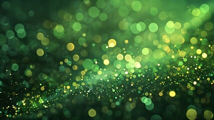 Wall Mural - Green Glitter Bokeh Lights Abstract Background