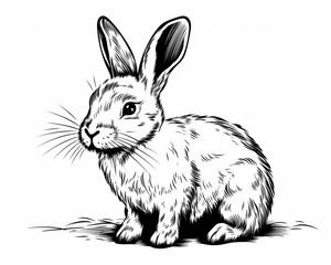 Poster - a single vector black and white graphic of vintage divider of *bunny*, isolated on white background --ar 3:2