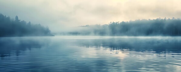 Sticker - Misty Morning Lake in Finland