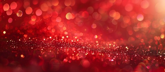 Wall Mural - Red Glitter Bokeh Background With Shiny Lights