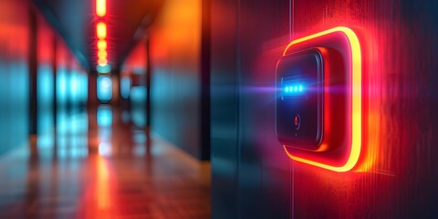 Poster - smart lock with neon access display modern security and innovative design
