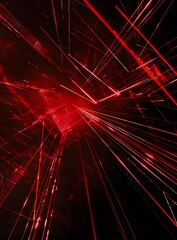 Poster - Abstract Red Laser Lines on Black Background