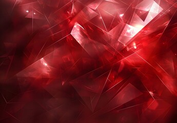 Poster - Abstract Red Crystal Background with Shiny Triangles