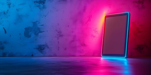 Poster - Vibrant Neon Lit E Reader   Modern Reading Tech with Captivating Display and Concept Background