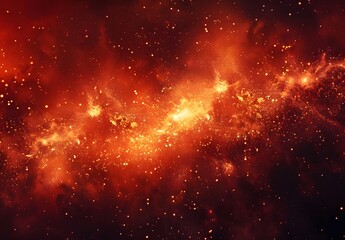 Sticker - Fiery Red Galaxy Background with Copy Space