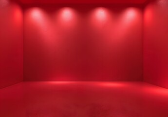 Wall Mural - minimalist red room with spotlights for product display