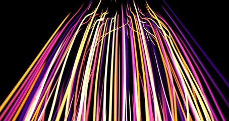 Poster - neon rays. Concept for big data, blockchain, cryptocurreny, internet, hyperspace and space travel
