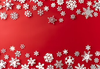 Sticker - Red Background With White Snowflakes Christmas Decoration