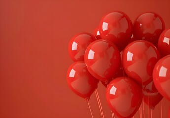 Sticker - Red Balloons on Red Background - Birthday Party