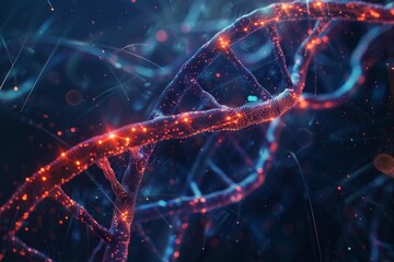 Poster - detailed view of a dna strand, showing the double helix structure up close, design a series of abstr