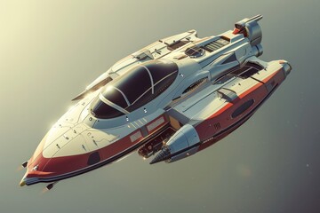 Poster - A modern spaceship propelled through the sky at high speeds, Design a spacecraft that defies the laws of physics