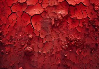 Sticker - Red Cracked Earth Soil Texture Background