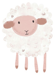 Canvas Print - PNG Cute sheep illustration animal mammal text.