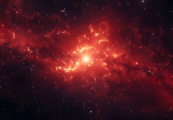 Wall Mural - Red Galaxy Background with Nebula and Star