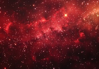 Poster - Red Galaxy Night Sky Background with Stars and Milky Way