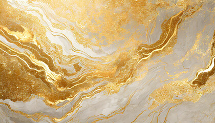 Poster - Gold fluid art marbling paint textured background