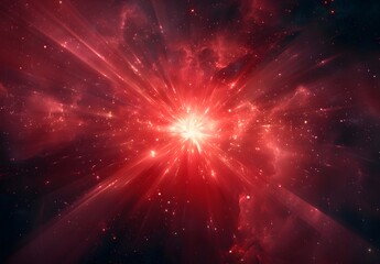 Wall Mural - Cosmic Explosion with Red Light Rays