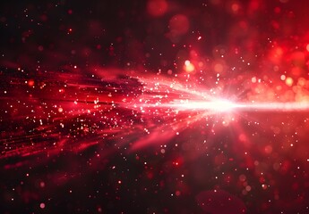 Wall Mural - red light beam explosion with lens flare