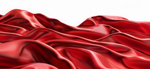 Poster - Abstract Red Silk Fabric Drape 3D Rendering