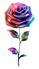 Poster - PNG  3D render of neon rose icon pattern flower plant.