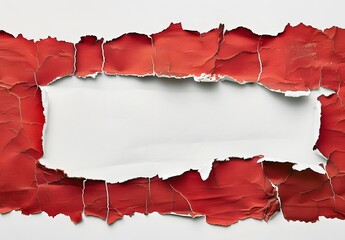 Poster - Torn Red Paper Frame with White Background