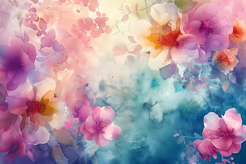 Sticker - background floral watercolor wallpaper texture