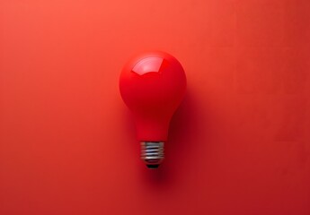 Sticker - Red Light Bulb on Solid Background Minimal Concept