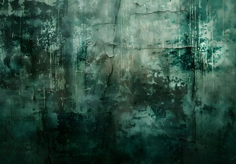 Poster - Dark Green Grunge Wall Texture Background