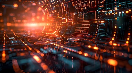 Aufkleber - futuristic digital communication hub with holographic interfaces and advanced networking technologie