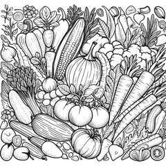 Fresh vegetables cartoon doodle designs set. Generative ai vector illustration.