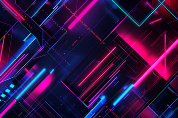 Aufkleber - An abstract wallpaper with vibrant neon lines and geometric shapes on a dark background.