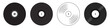 © Sunil - Black and white vinyl record plates icons. Old CDs, music.