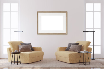 Canvas Print - Modern living-room interior. 3d render.