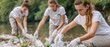 © Seksan - A group of people sorting collected plastic waste during a river clean-up event, showcasing community action